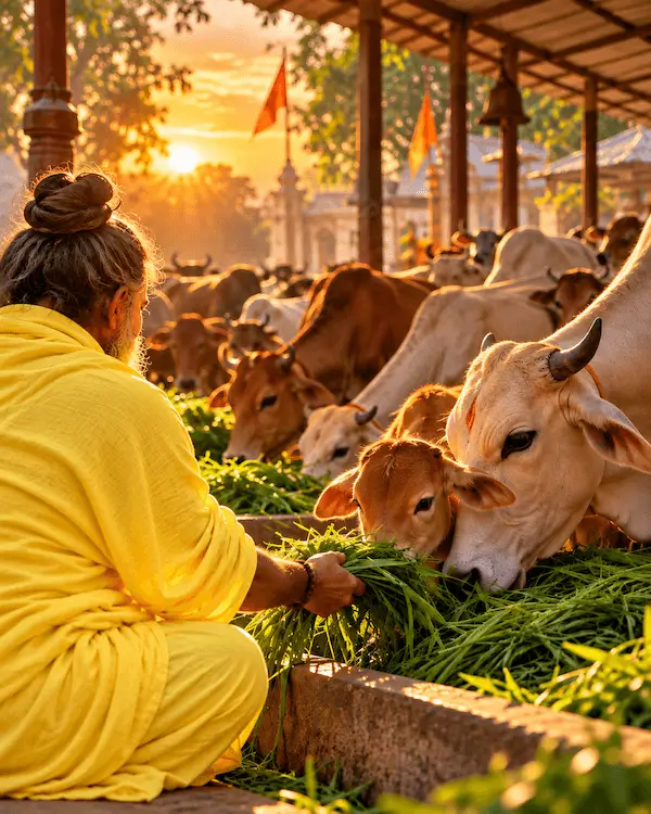 गौशाला में गौ-माता को प्रतिदिन हरा चारा — घर बैठे रेगुलर गौ-सेवा